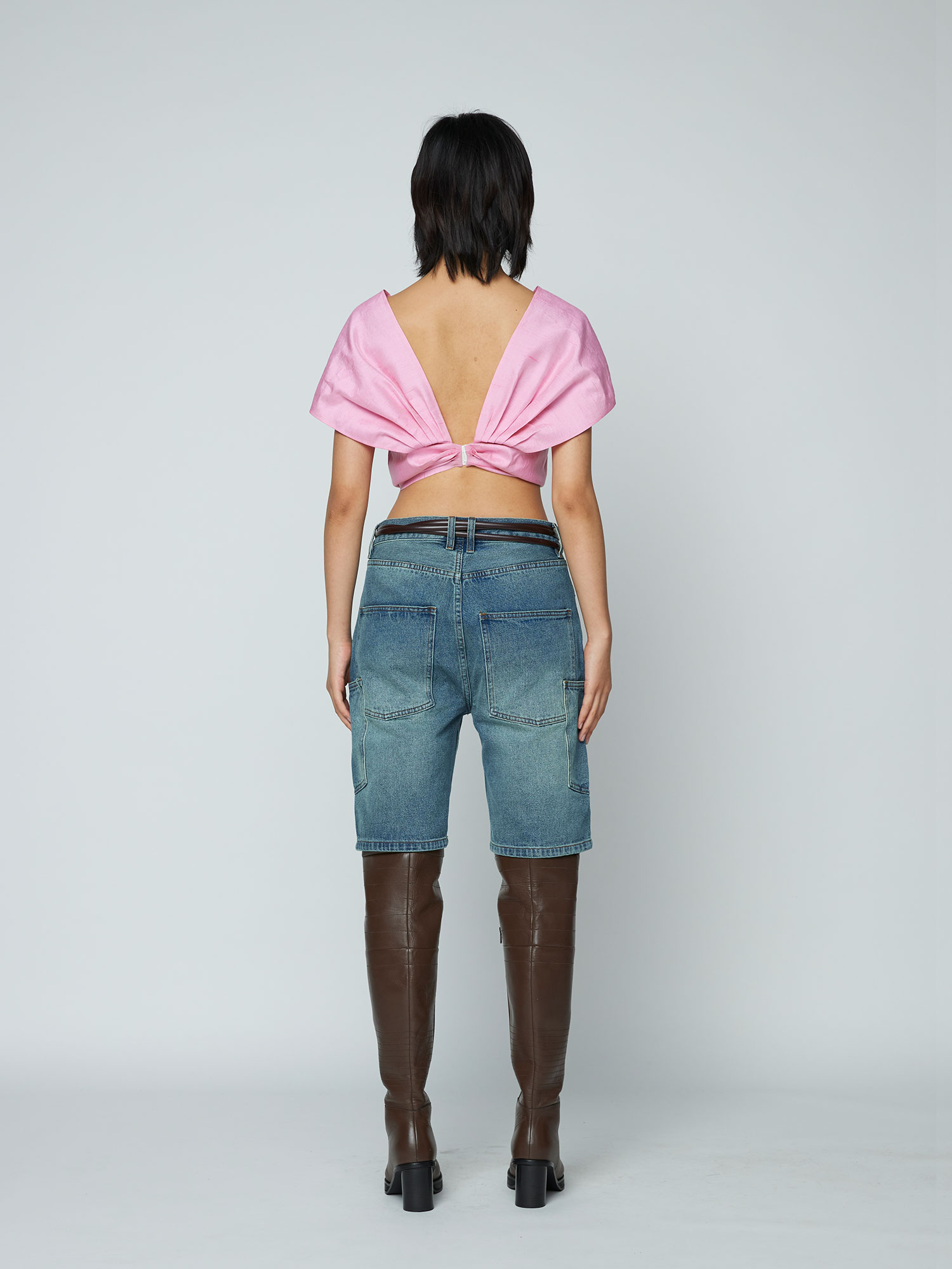 Willow Studded Denim Short in Dark Wash